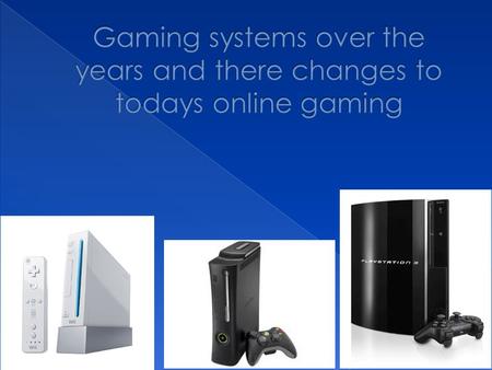 Gaming has come a long way from the times of the Atari to todays wii,xbox 360 and PS3  As graphics have changed to has the type of games  With competing.