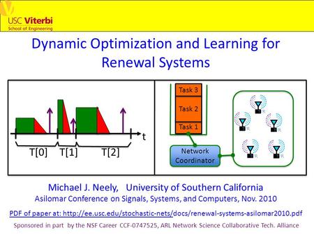 Dynamic Optimization and Learning for Renewal Systems Michael J. Neely, University of Southern California Asilomar Conference on Signals, Systems, and.