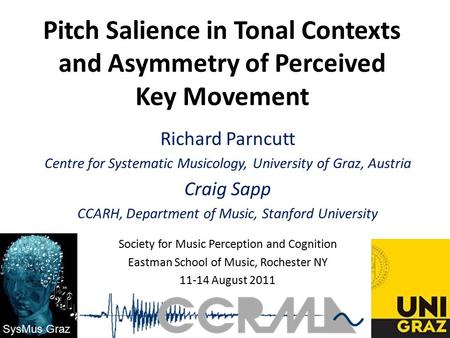 Pitch Salience in Tonal Contexts and Asymmetry of Perceived Key Movement Richard Parncutt Centre for Systematic Musicology, University of Graz, Austria.