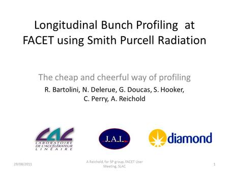 Longitudinal Bunch Profiling at FACET using Smith Purcell Radiation The cheap and cheerful way of profiling R. Bartolini, N. Delerue, G. Doucas, S. Hooker,
