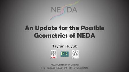 Looking for the best possible geometry for NEDA  Optimization of the volume of the detectors  Highest efficiency  Lowest cross-talk probability Granularity.