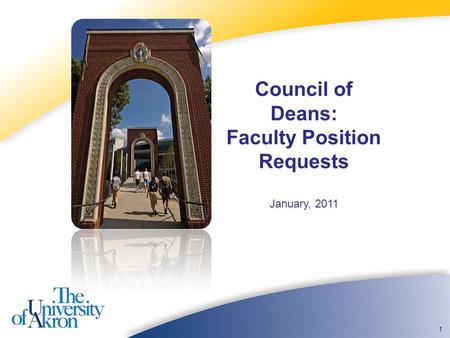 1 Council of Deans: Faculty Position Requests January, 2011.