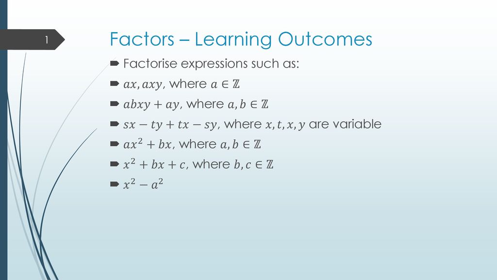 Factors Learning Outcomes Ppt Download