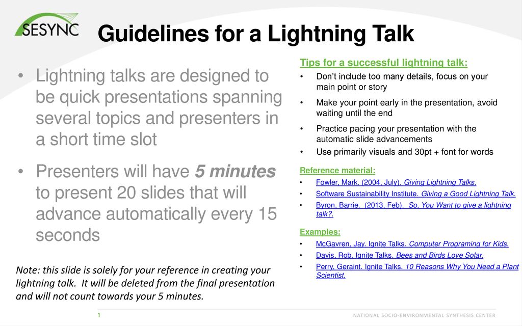 Guidelines for a Lightning Talk - ppt download