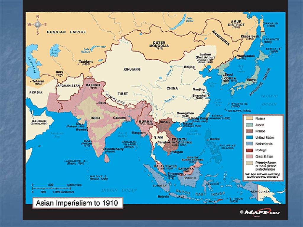 Карта азии 1914 год