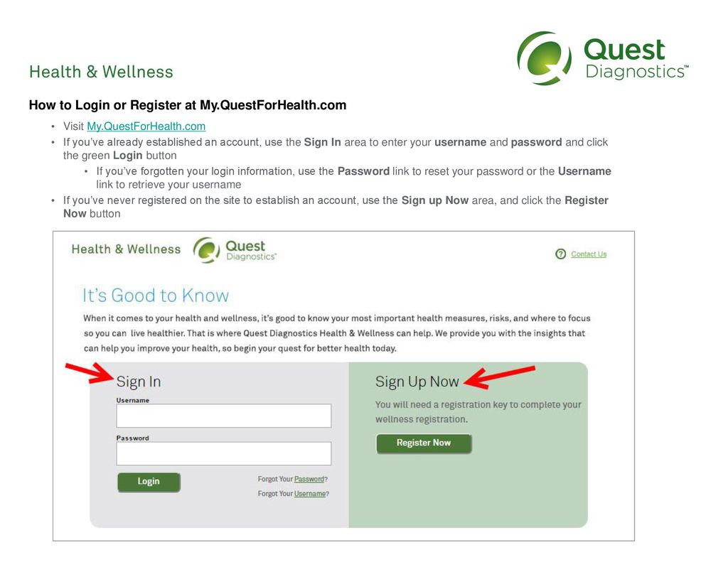 How To Login Or Register At Myquestforhealthcom - Ppt Download