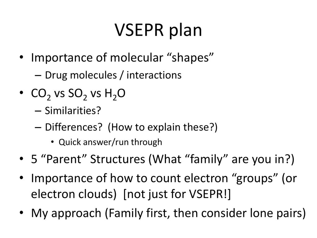 Vsepr Plan Importance Of Molecular Shapes Co2 Vs So2 Vs H2o Ppt Download