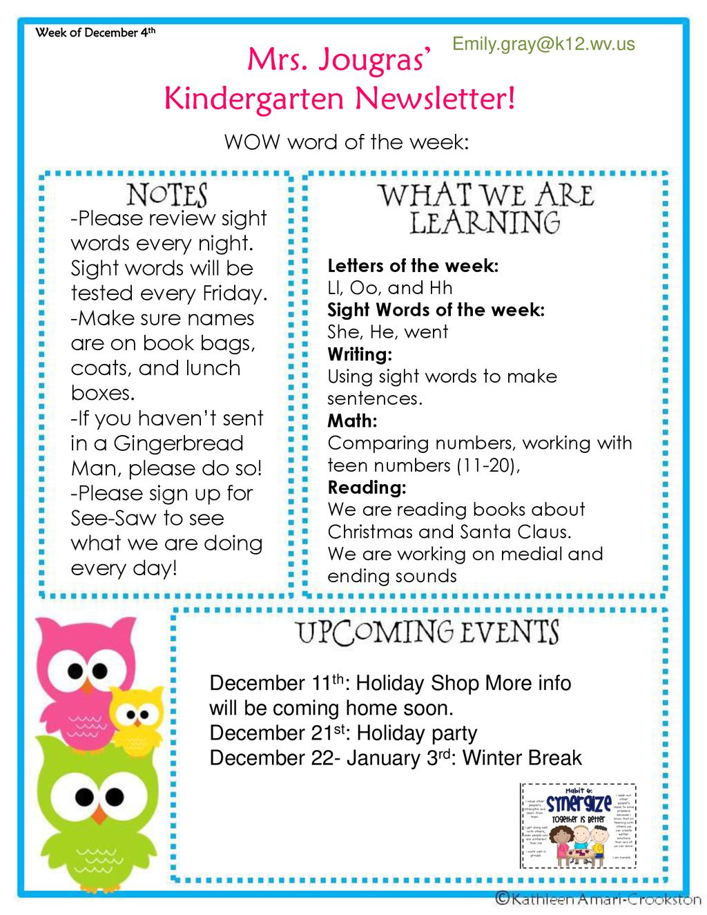 Kindergarten Newsletter! - ppt download