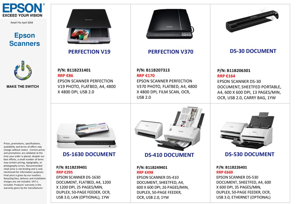 Epson Scanners PERFECTION V19 PERFECTION V370 DS-30 DOCUMENT - ppt download
