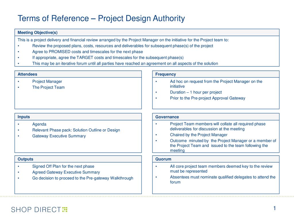 Terms of Reference – Project Design Authority - ppt download