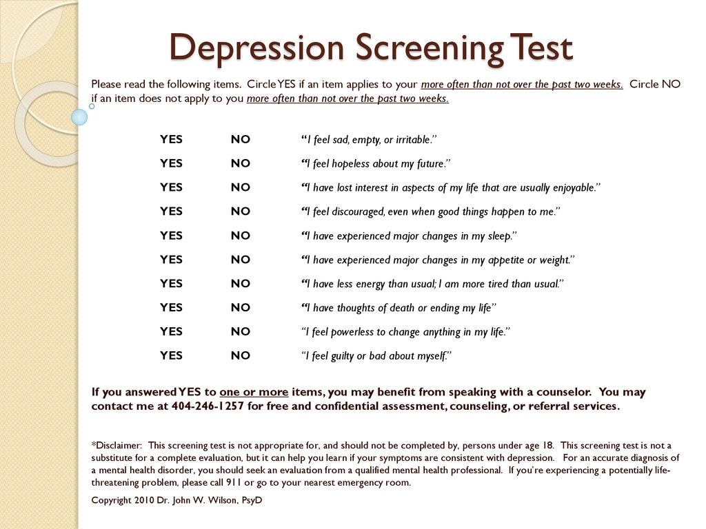 Depression Screening Test - ppt download