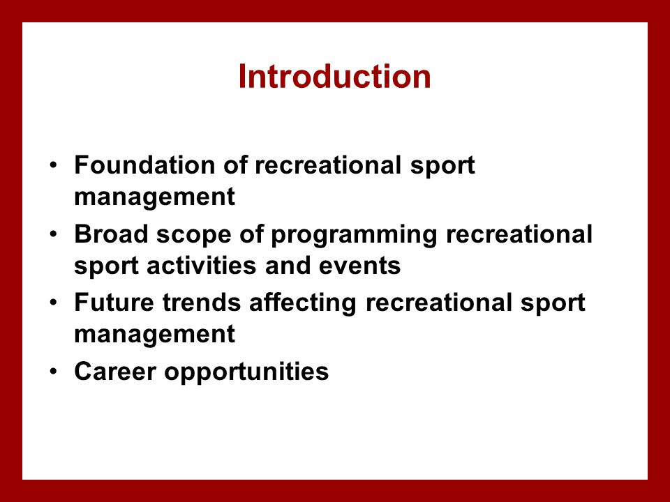 Recreational Sport Management Ppt Video Online Download