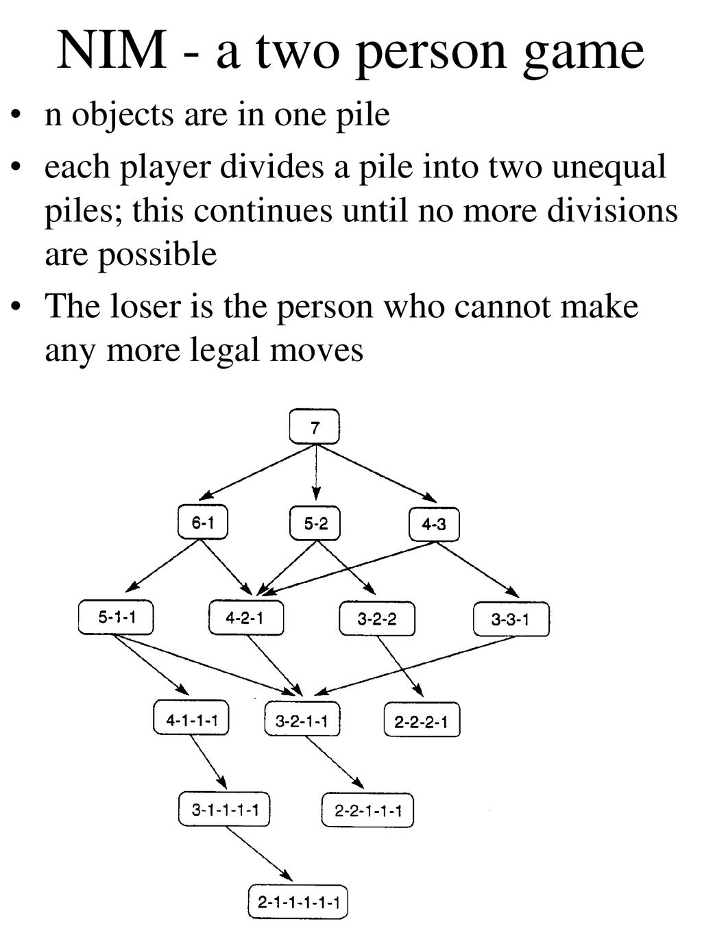 NIM - a two person game n objects are in one pile - ppt download