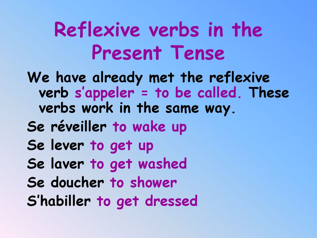 Reflexive Verbs In The Present Tense Ppt Download