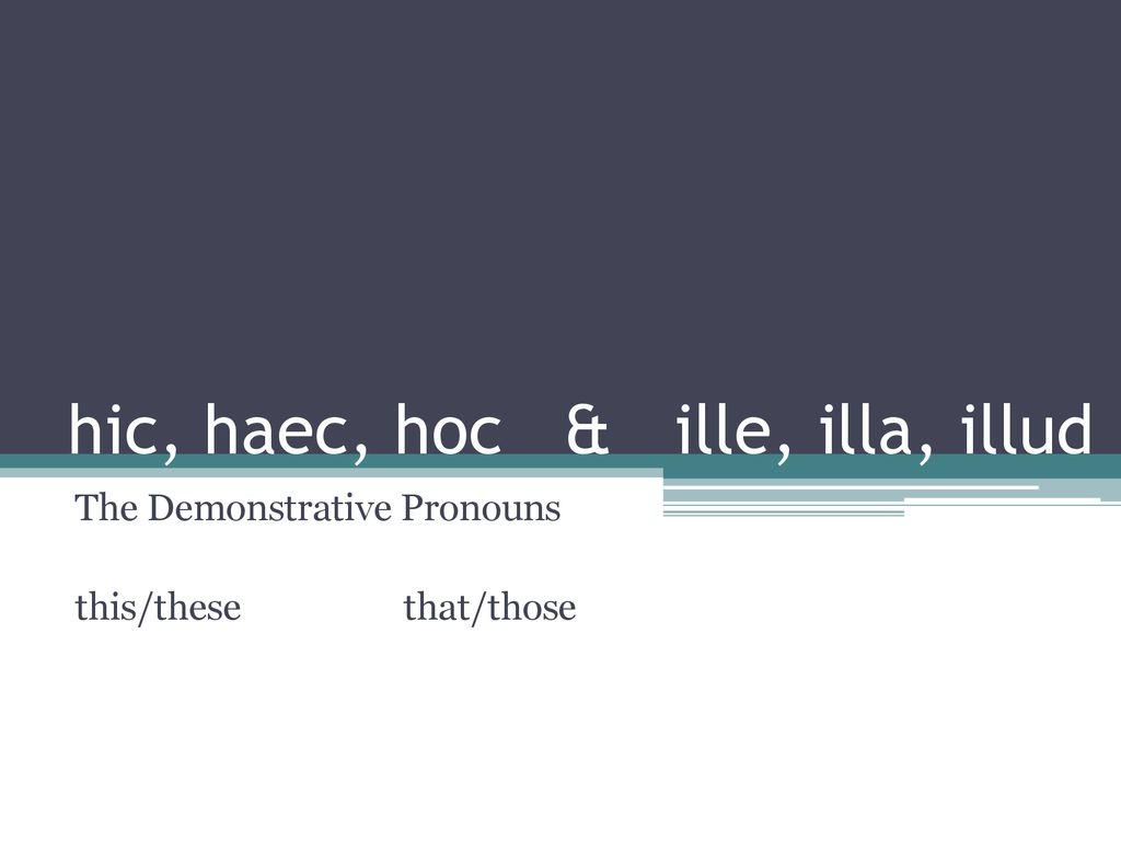 Hic Haec Hoc Ille Illa Illud Ppt Download