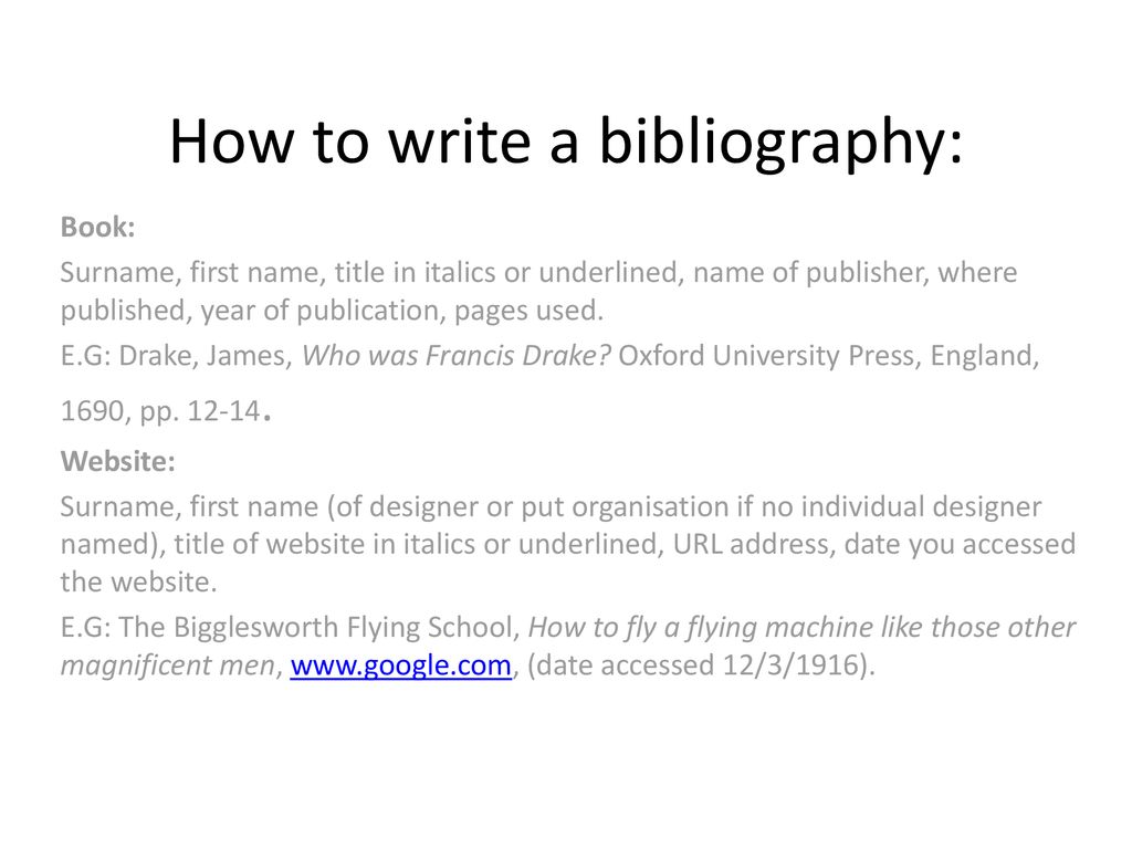 how do i write a bibliography for a website