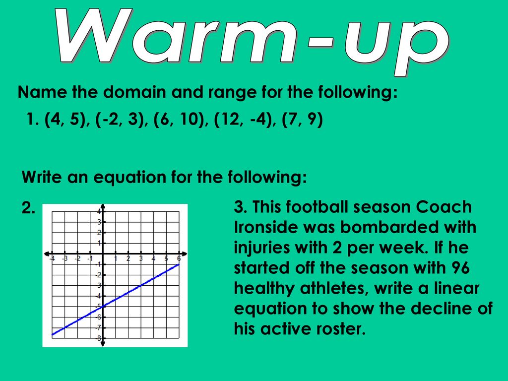 Warm-up Name the domain and range for the following: - ppt download