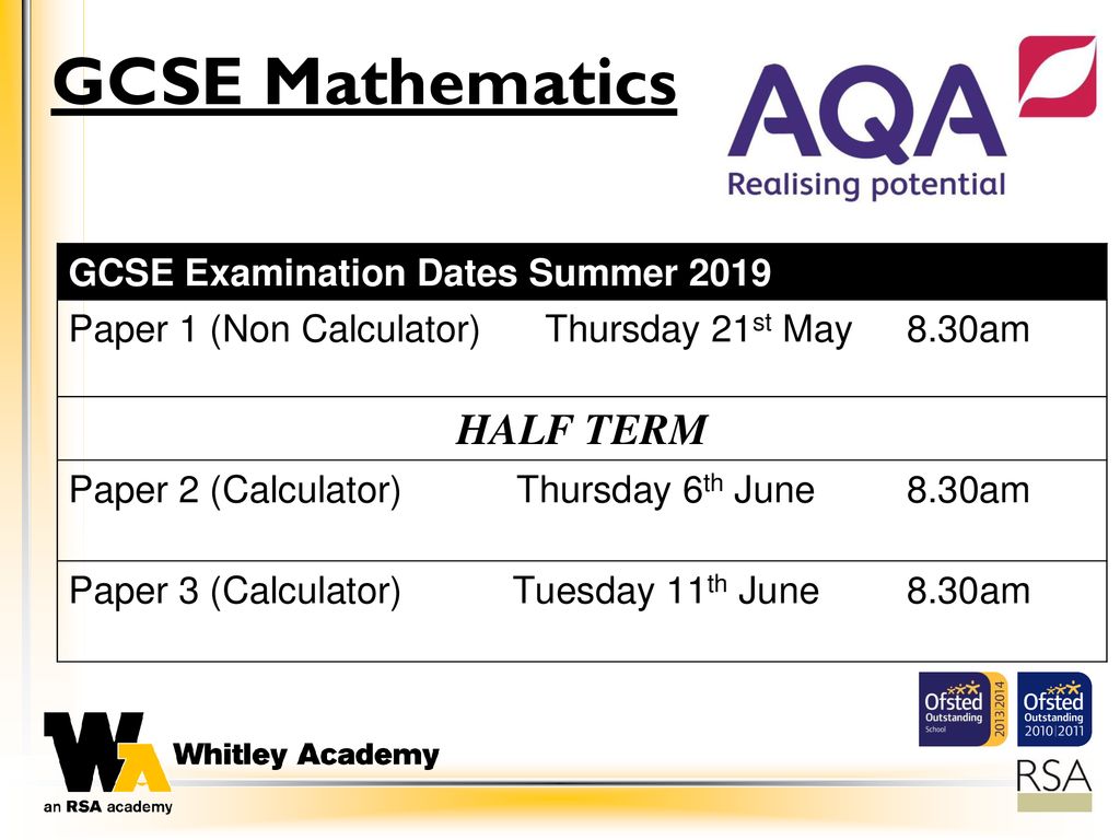 Gcse Mathematics Half Term Gcse Examination Dates Summer Ppt Download Gcse Mathematics Half Term Gcse Examination Dates Summer Ppt Download