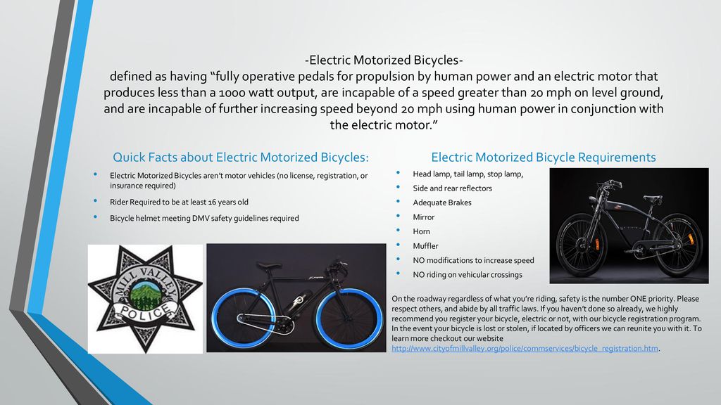 Electric Motorized Bicycle Requirements - ppt download