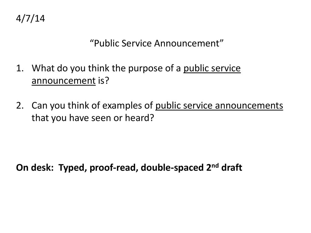 Public Service Announcement” - ppt download
