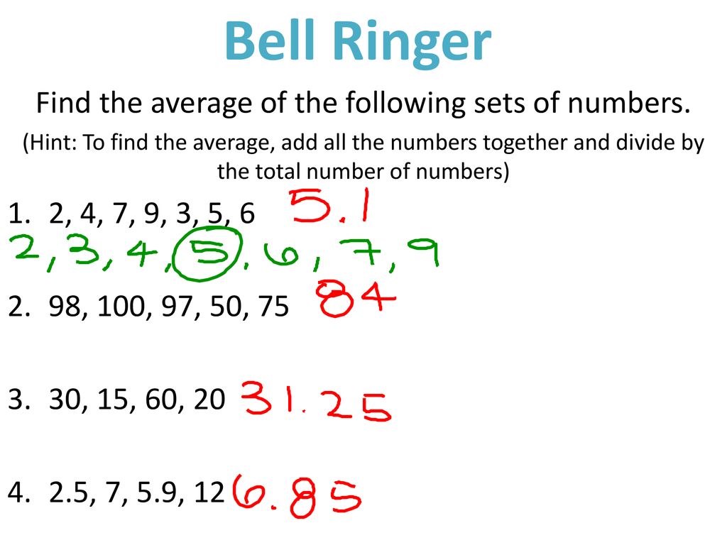Find the average of the following sets of numbers. - ppt download