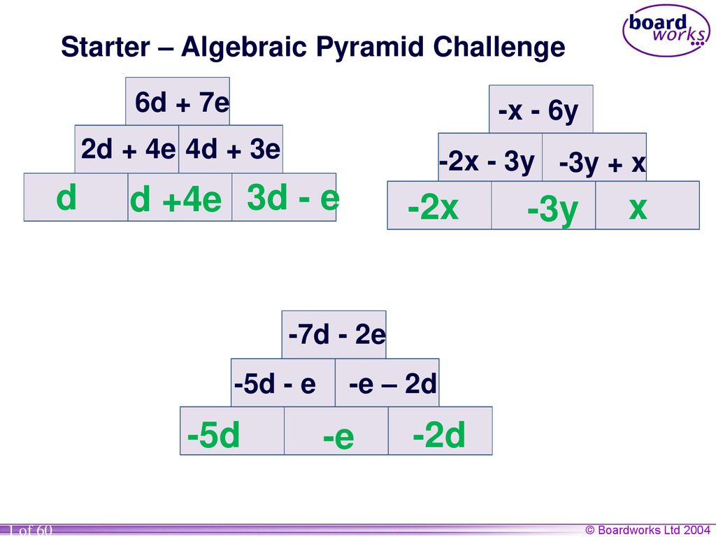 Starter – Algebraic Pyramid Challenge - ppt download