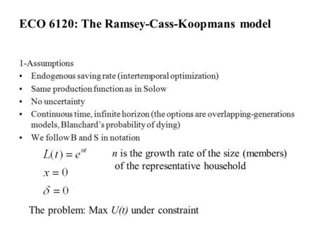 ECO 6120: The Ramsey-Cass-Koopmans model