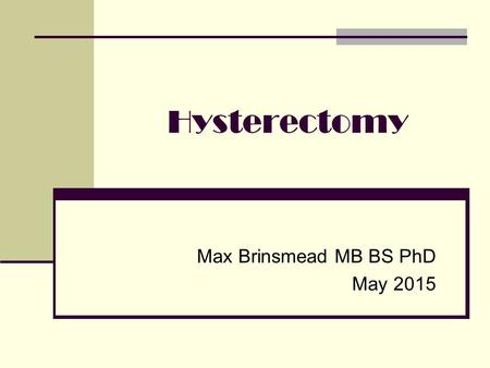 Max Brinsmead MB BS PhD May 2015