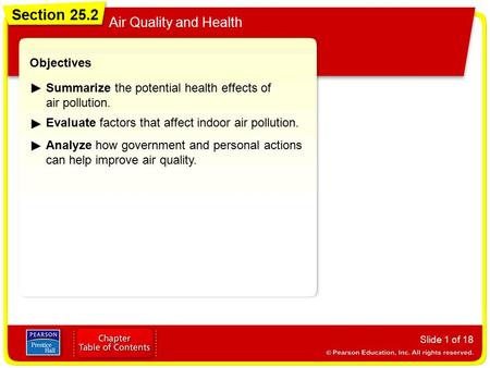 Section 25.2 Air Quality and Health Objectives