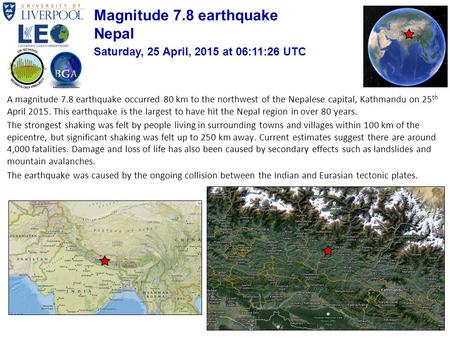 Magnitude 7.8 earthquake Nepal