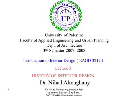Dr. Nihad Almughany University of Palestine