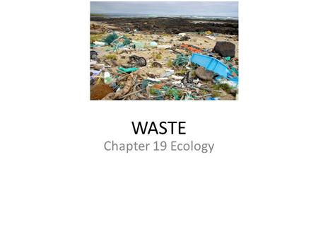 WASTE Chapter 19 Ecology. Who is to Blame? But our waste problem is not the fault only of producers. It is the fault of an econom that is wasteful from.