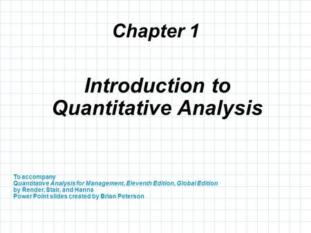 Introduction to Quantitative Analysis