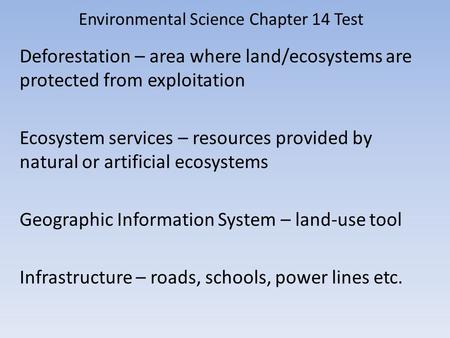 Environmental Science Chapter 14 Test