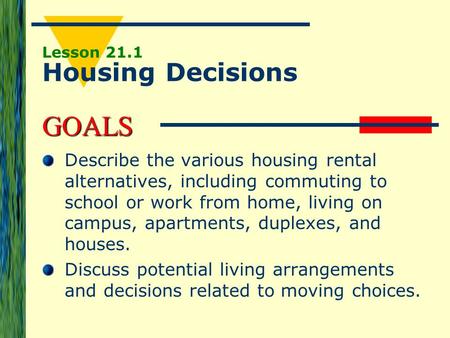 Lesson 21.1 Housing Decisions