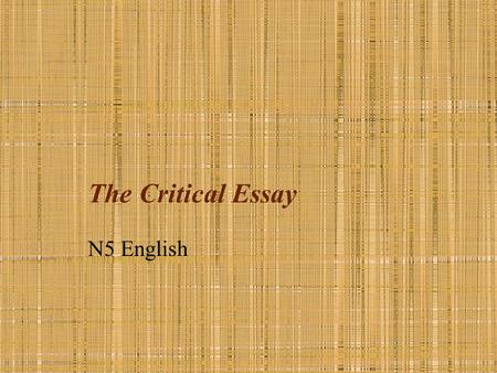 The Critical Essay N5 English.