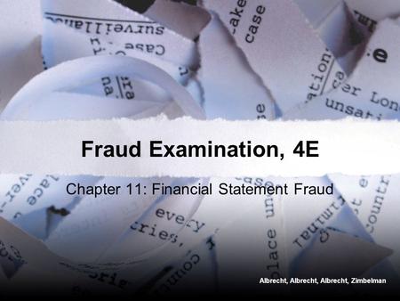 Chapter 11: Financial Statement Fraud