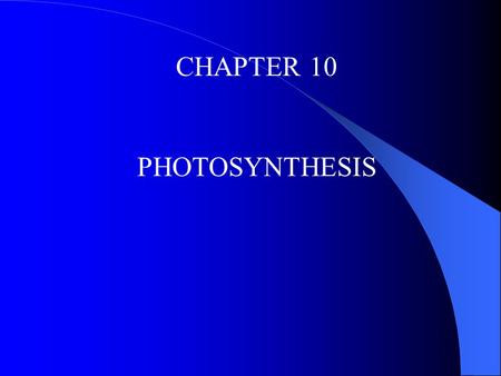 CHAPTER 10 PHOTOSYNTHESIS.