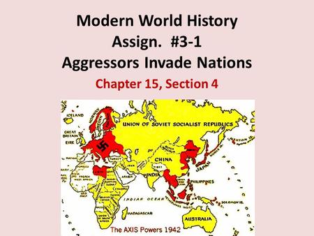 Modern World History Assign. #3-1 Aggressors Invade Nations Chapter 15, Section 4.