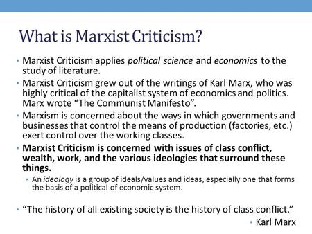 What is Marxist Criticism?