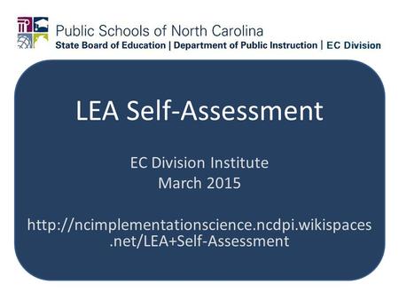 LEA Self-Assessment EC Division Institute March 2015