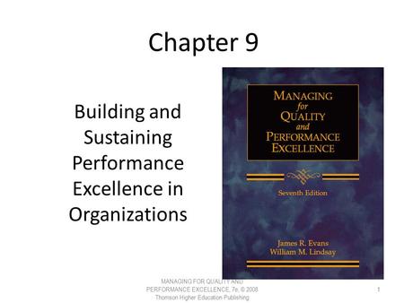 Building and Sustaining Performance Excellence in Organizations