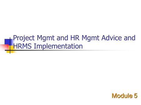 Project Mgmt and HR Mgmt Advice and HRMS Implementation