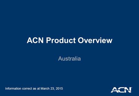 ACN Product Overview Australia