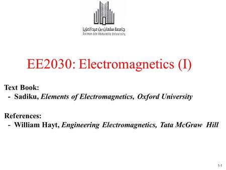 EE2030: Electromagnetics (I)