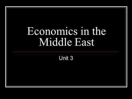 Economics in the Middle East