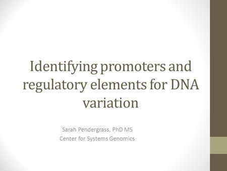 Identifying promoters and regulatory elements for DNA variation