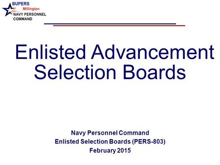 Navy Personnel Command Enlisted Selection Boards (PERS-803)
