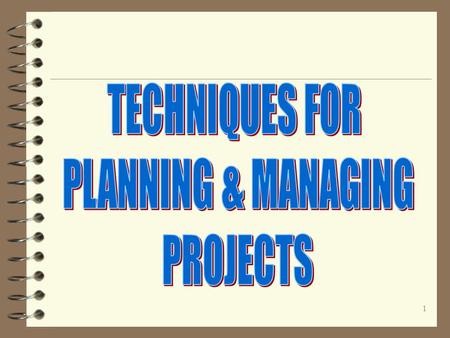 TECHNIQUES FOR PLANNING & MANAGING PROJECTS.