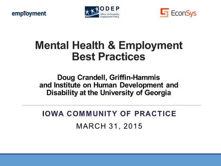 Iowa Community of Practice March 31, 2015
